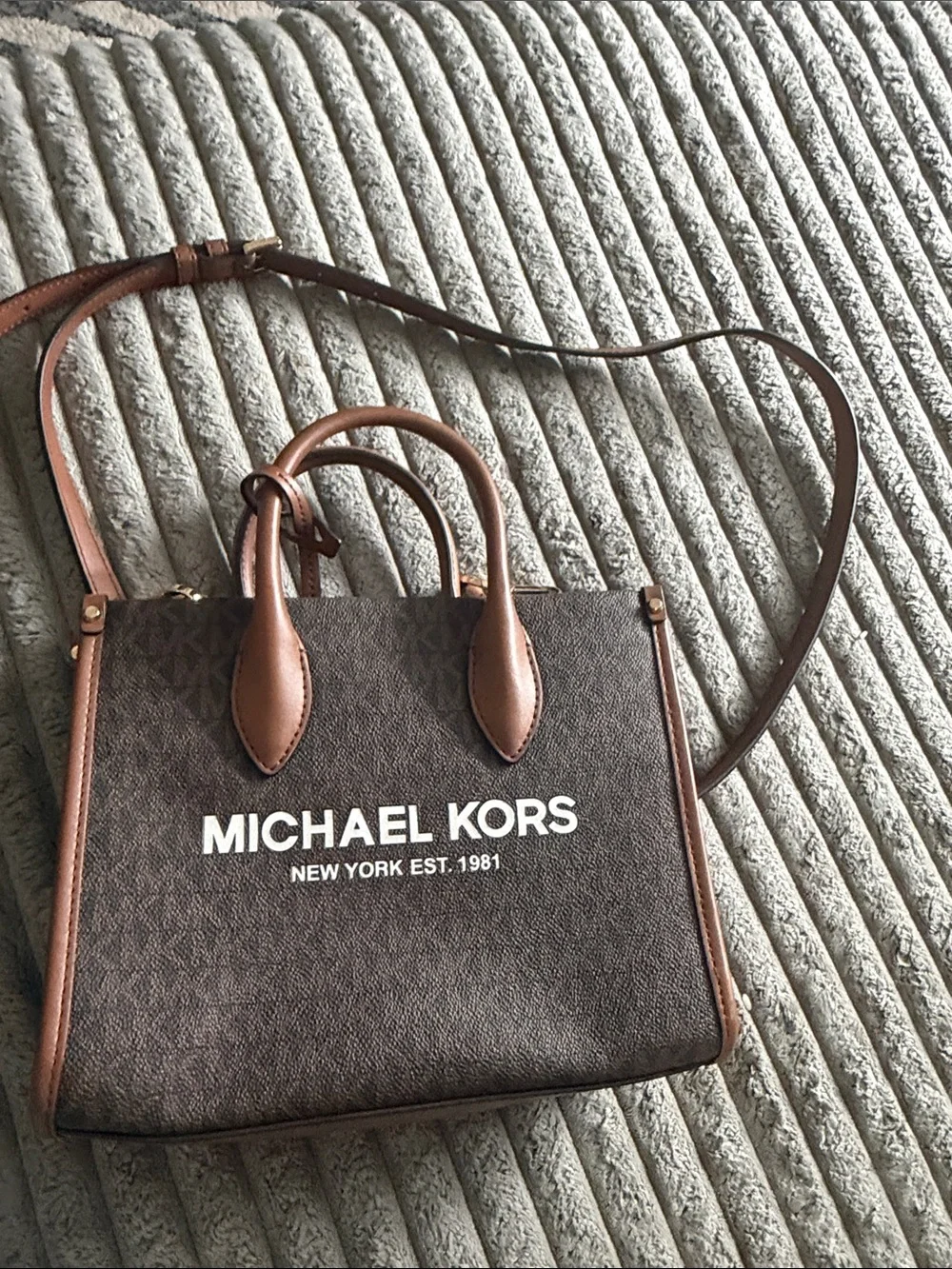 Michael Kors Chocolate Brown Logo Satchel with Crossbody Strap